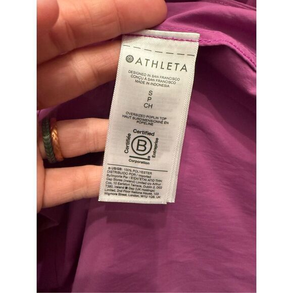 Athleta Purple Performance Oversized Poplin Top Jazzy Button-Up Shirt Size Small - Picture 4 of 6